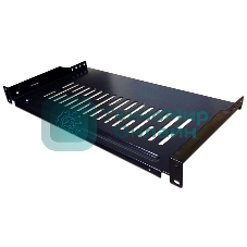 Полка фронтальная, с возможностью установки заднего фиксатора, глубина 300 мм, 1U, нагрузка - 18 кг