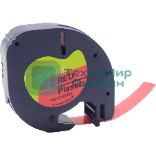 Картридж ленточный Cactus CS-LT-91203 черный шрифт, красный фон (12 мм, 4 м) для Dymo Letra Tag LT-100H