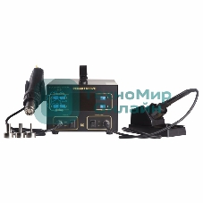 Паяльная станция Rexant, 2 в 1: паяльник+термофен, с ЖК дисплеем, 100-480 °С