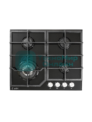 Газовая варочная панель LEX GVG 640-1 BLгазовая 1000-3500Вт 4конфорки газ контроль