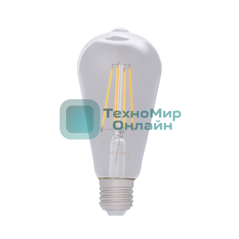 Лампа светодиодная филаментная Rexant Груша ST64 11.5 Вт 1380 Лм 2700K E27 прозрачная колба