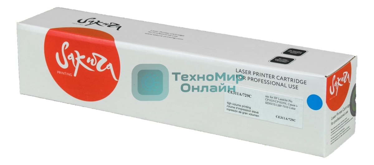 Картридж лазерный Sakura CE311A для HP LaserJet Pro CP1025/CP1025NW, Canon i-SENSYS LBP-7010 Color синий, 1000 к.