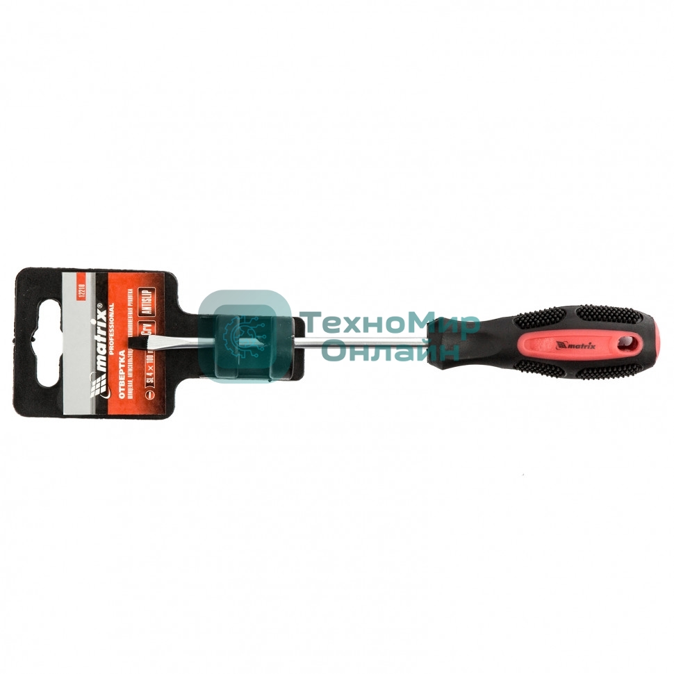 Отвертка Matrix Anti-Slip, SL4,0 х 100 мм, CrV, двухкомп. рукоятка