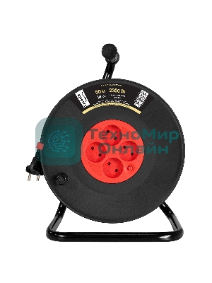 Удлинитель на катушке ExeGate industrial ECS-10-2-50 (4 евророзетки, IP20, 50 м, защита от детей, защита от перегрузки, 2х1,0 мм2, 10А/2.3 кВт)