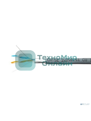 Кабель SkyNet Premium FTP indoor 2x2x0,51, медный, FLUKE TEST, кат.5e, однож., 305 м, box, серый