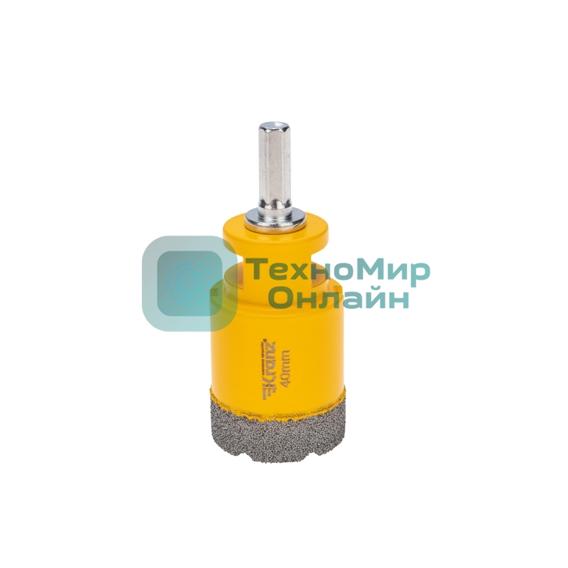 Коронка алмазная профессиональная по керамограниту и железобетону Kranz М14, вакуумное спекание, 40 мм, для УШМ