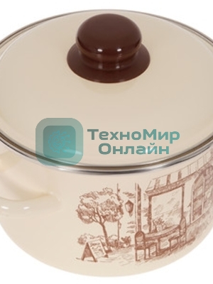 Кастрюля Appetite 6RD181M Подворье с крышкой, цилиндрическая, эмалированная сталь 3 л