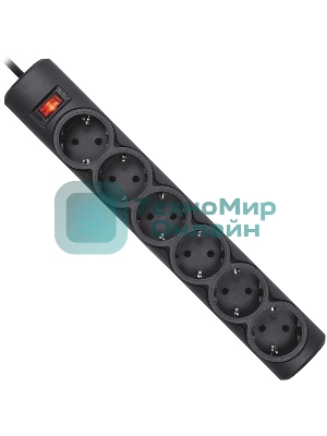 Сетевой фильтр Defender DFS 153 3 м, черный, 6 розеток