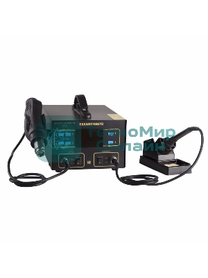 Паяльная станция Rexant, 2 в 1: паяльник+термофен, с ЖК дисплеем, 100-480 °С