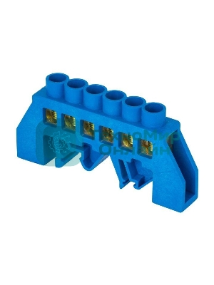 Шина нулевая N 6х9 6 отвер. латунь син. нейлоновый корпус комбинированный PROxima EKF sn0-63-06-dn