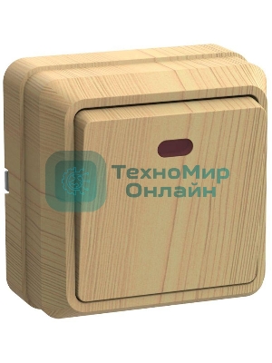 Выключатель 1-кл. ОП ОКТАВА 10А IP20 с индик. сосна IEK EVO11-K03-10-DC