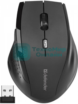 Мышь беспроводная Defender Accura MM-365 черный, 1600 dpi, радиоканал, USB, кнопки - 6