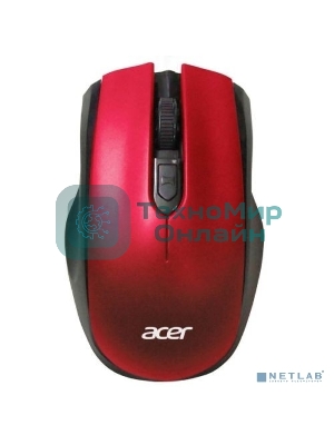 Мышь беспроводная Acer OMR032 черный/красный, 1600 dpi, радиоканал, USB, кнопки - 4