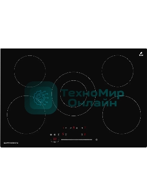 Встраиваемая варочная панель ECS 702 электрическая, 75 см, 5 конфорок, черный цвет