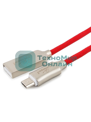 Кабель USB2.0 Cablexpert CC-P-mUSB02R-1M, AM/microB, серия Platinum, длина 1м, красный, блистер