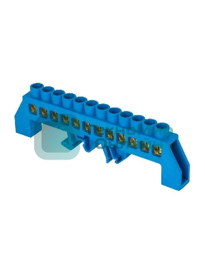 Шина нулевая N 6х9 12 отвер. латунь син. нейлоновый корпус комбинированный PROxima EKF sn0-63-12-dn