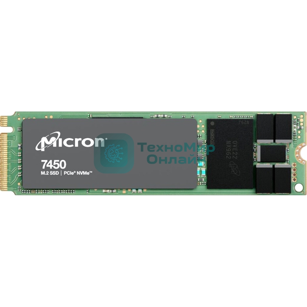 Накопитель SSD Micron 7450 PRO, 480Gb, M.2(22x80мм), NVMe, PCIe 4.0 x4, 3D TLC, R/W 5000/700Mb/s, IOPs 280 000/40 000, TbW 800, DWPD 1 (12 мес.)