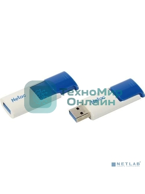 Флешка USB Netac U182 Blue 128Gb <NT03U182N-128G-30BL>, USB 3.0, сдвижной корпус, пластиковая бело-синяя