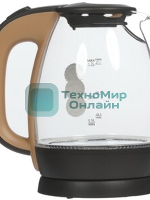 Электрочайник Centek CT-0056 кофейно-бежевый, 1.7 л, 2200 Вт, скрытый нагревательный элемент
