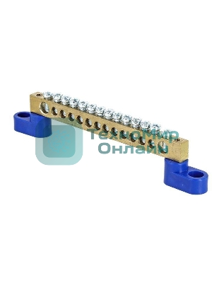 Шина нулевая N 6х9 14 отвер. латунь 2 син. угловых изолятора PROxima EKF sn0-63-14-2