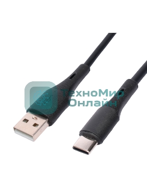 Кабель USB2.0 Cablexpert CC-USB2S-AMCM-1M-BK AM/Type-C, 3А, 18Вт, QC3.0, силиконовый, медь, 1м, черный, пакет