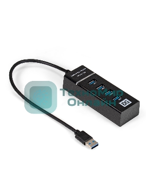USB-концентратор 4-в-1 ExeGate DUB-331T (кабель-адаптер USB3.0 --> 3xUSB2.0, 1xUSB3.0, Plug&Play, черный)