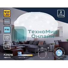 Потолочный светодиодный светильник Ambrella light FZ1016 WH белый 16W 6400K D250*55 (Без ПДУ)