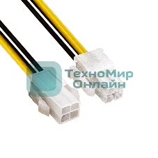 Удлинитель кабеля питания материнской платы +12V ExeGate EX-EXT-4M4F-0.2 (4pin EPS12V M/4pin EPS12V F, 0,2м)