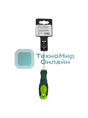 Отвертка, SL4,0 х 100 мм, CrV, двухкомпонентная рукоятка Сибртех