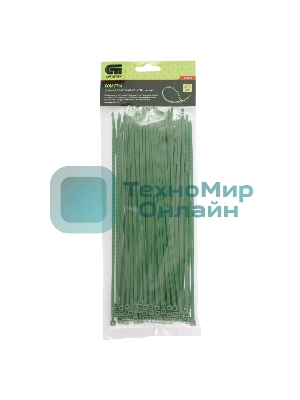 Хомуты Сибртех, 250 х 3,6 мм, пластиковые, зеленые, 100 шт.