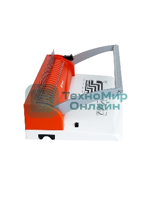 Переплетчик ГЕЛЕОС БП-13+ бело-красный на пластиковую пружину, А4, ручная перфорация 13 листов, переплет макс до 500 л., глубина перфорации 2 мм