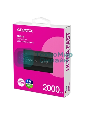 Внешний SSD ADATA SD810, 2TB, USB 3.2 Gen 2x2 Type-C, R/W 2000/2000, черный