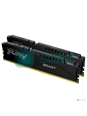 Оперативная память Kingston Fury Beast, DDR5, 32Gb (2x16GB), 6000MHz, CL30, DIMM, с радиатором, черный