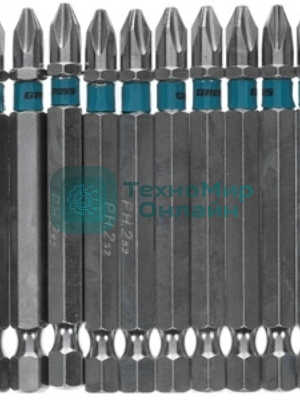 Бита Gross PH2х70мм, сталь S2, кругл., 10 шт.