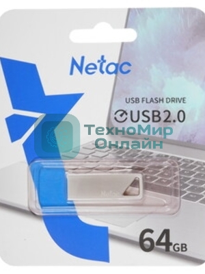 Флешка USB Netac U326 (NT03U326N-064G-20PN), 64Gb, USB 2.0, R/W 50/15, серебристый