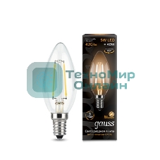 Лампа светодиодная Gauss 103801105LED Filament Candle Е14 5Вт 2700к 1/10/50