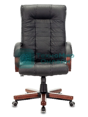 Кресло Бюрократ KB-10WALNUT/B/LEATH черный, кожа