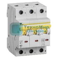 Выключатель автоматический трехполюсный ВА47-60M 20А C 6кА MVA31-3-020-C IEK