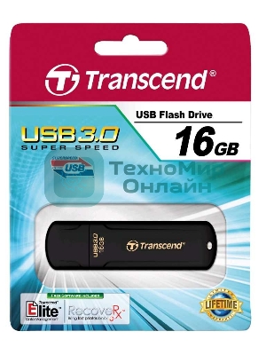 Флешка USB Transcend JetFlash 700 (TS16GJF700), 16Gb, USB 3.0, R/W 70/20, черный