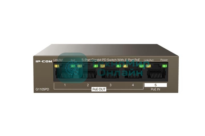Коммутатор Tenda G1105PD (IP-COM) (5 портов Ethernet 10/100/1000 Мбит/сек, 4xPoE IEEE 802.3af 15.4W (max 30W)) (G1105PD)