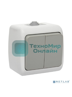 Выключатель 2-клавишный 10А IP54 серый EKF Мурманск