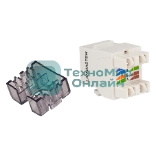 Модуль Keystone, RJ45, неэкранированный, кат.6, со встроенной шторкой, 180 градусов, белый