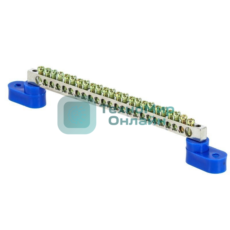 Шина нулевая N 6х9 24 отвер. никель 2 син. угловых изолятора PROxima EKF sn1-63-24-2