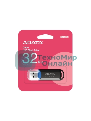 Флешка USB ADATA C906 (AC906-32G-RBK), 32Gb, USB 2.0, R/W 15/5, черный/синий