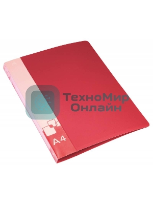 Папка с металлическим зажимом Бюрократ -PZ07CRED A4, пластик, 0.7мм, внутренний и торцевой карман, красный