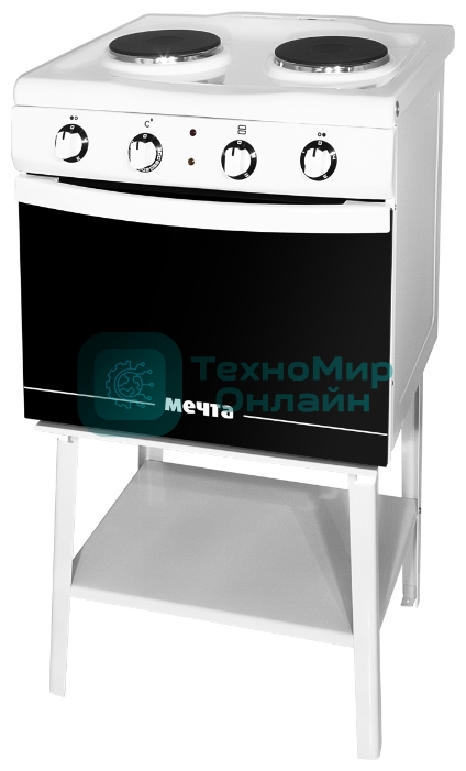 Плита электрическая Мечта 221Ч белый, конфорок 2 шт, духовка 25 л, 50 см x 85 см x 43 см
