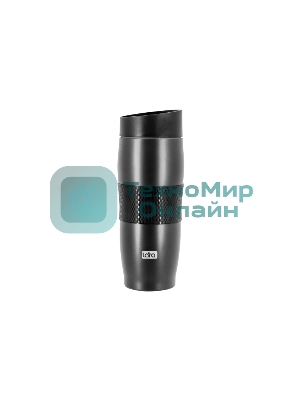 Термокружка LARA LR04-24 Black 380 мл, двойные стенки, вакуум, сталь/силикон, черный