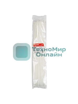 Хомут-стяжка кабельная нейлоновая Rexant 500 x 4,8 мм, белая, упаковка 100 шт.