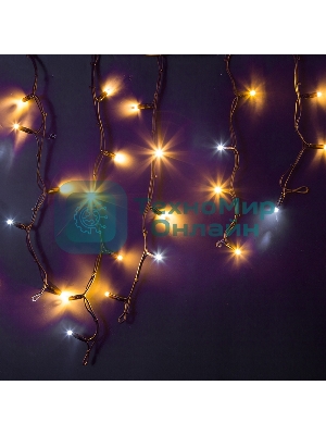 Гирлянда Neon-night Айсикл (бахрома) светодиодный, 4,0 х 0,6 м, с эффектом мерцания, черный провод каучук, 230 В, диоды теплый белый, 128 LED