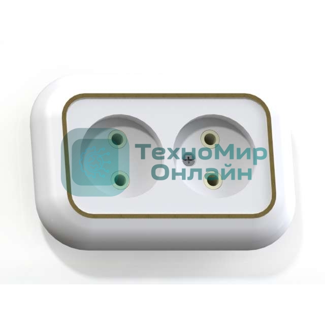 Розетка Кунцево-Электро 2-м СП Валентина 10А IP20 РС10-393 бел./зол.